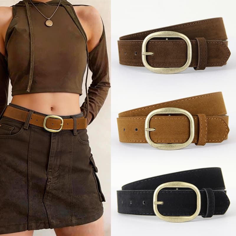 Cinto Largo De PU Com Fivela Marrom Escuro Retrô Estilo Americano Para Mulheres Jeans Decorativo Exclusivo De Alta Quali