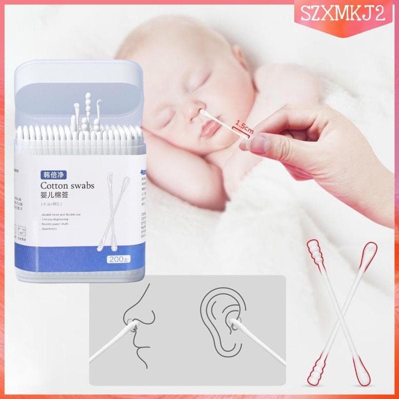 [Szxmkj2] 200 Peças Cotonetes Naturais Para Bebês , Bastões De Papel , Maquiagem Médica , Limpo , Redondo , Ferramentas