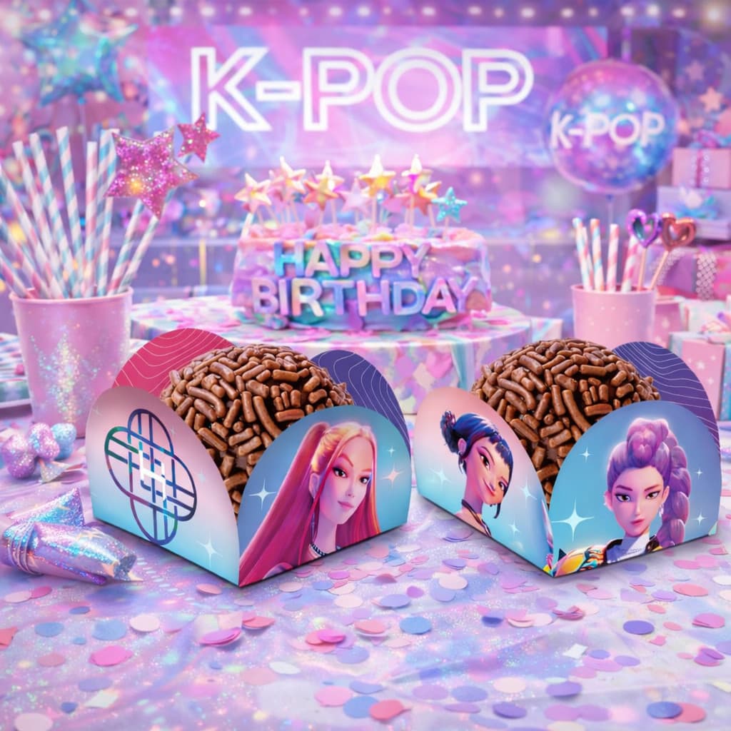 Forminhas de Doces Guerreiras do K-Pop Huntrix 4 Pétalas | Decoração Festa K-Pop Aniversário Teen
