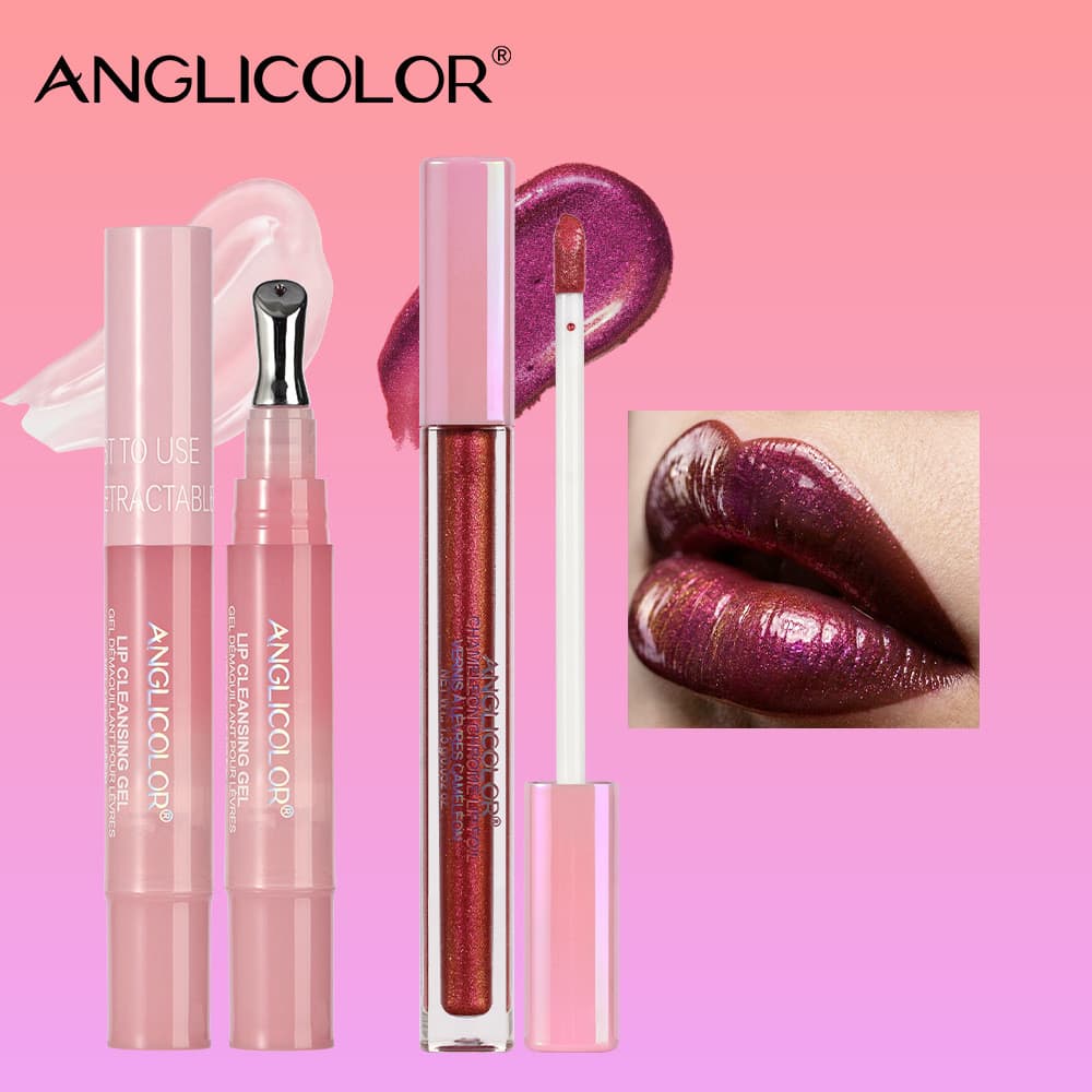 Novo Conjunto de Brilho Labial Perolado, Fácil de Aplicar, Cor Labial de Longa Duração, Pacote Duplo
