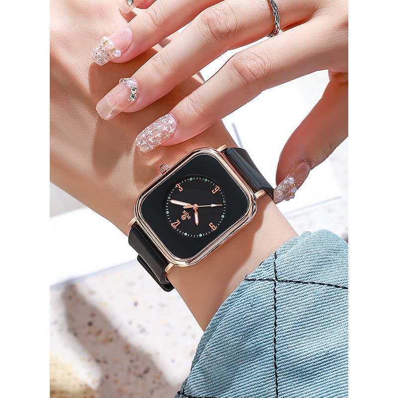 Estilo literário moda All-Match esportes temperamento pequeno relógio quadrado moda feminina simples relógio de quartzo