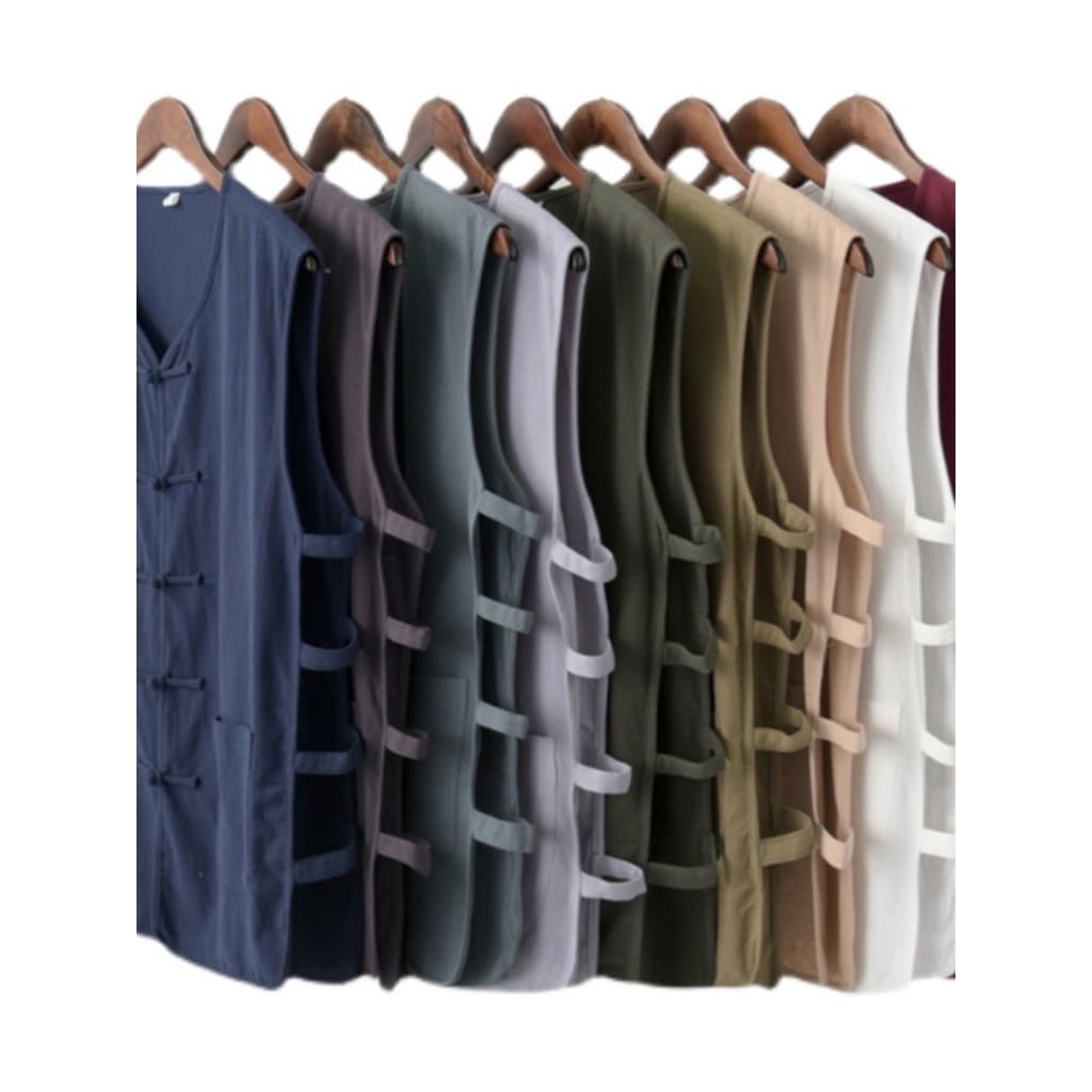 Velho pequim Tang terno masculino verão algodão linho colete Retro colete masculino estilo republicano idosos Undershirt