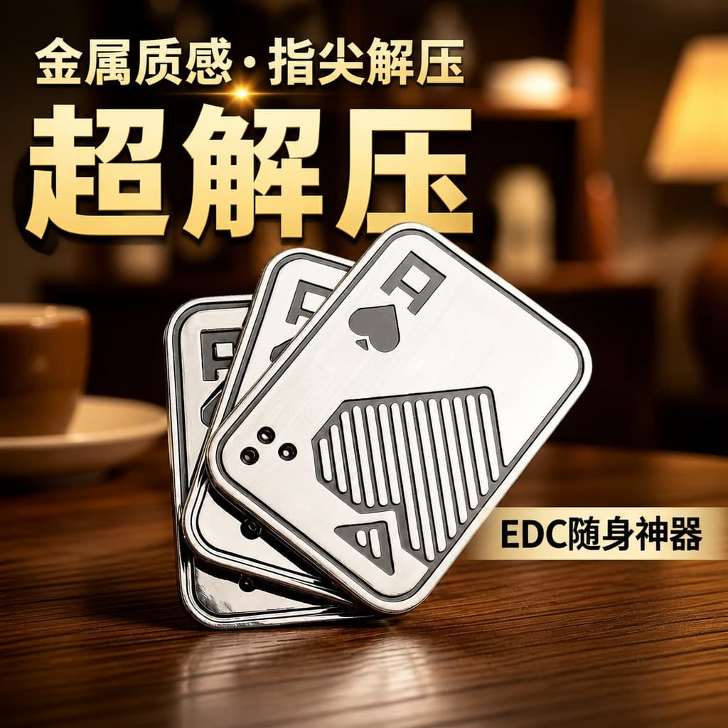 Cartas de jogar Metal lado empurrar cartões fantasma velho K velho um Fidget Spinner push cards EDC brinquedo de descomp