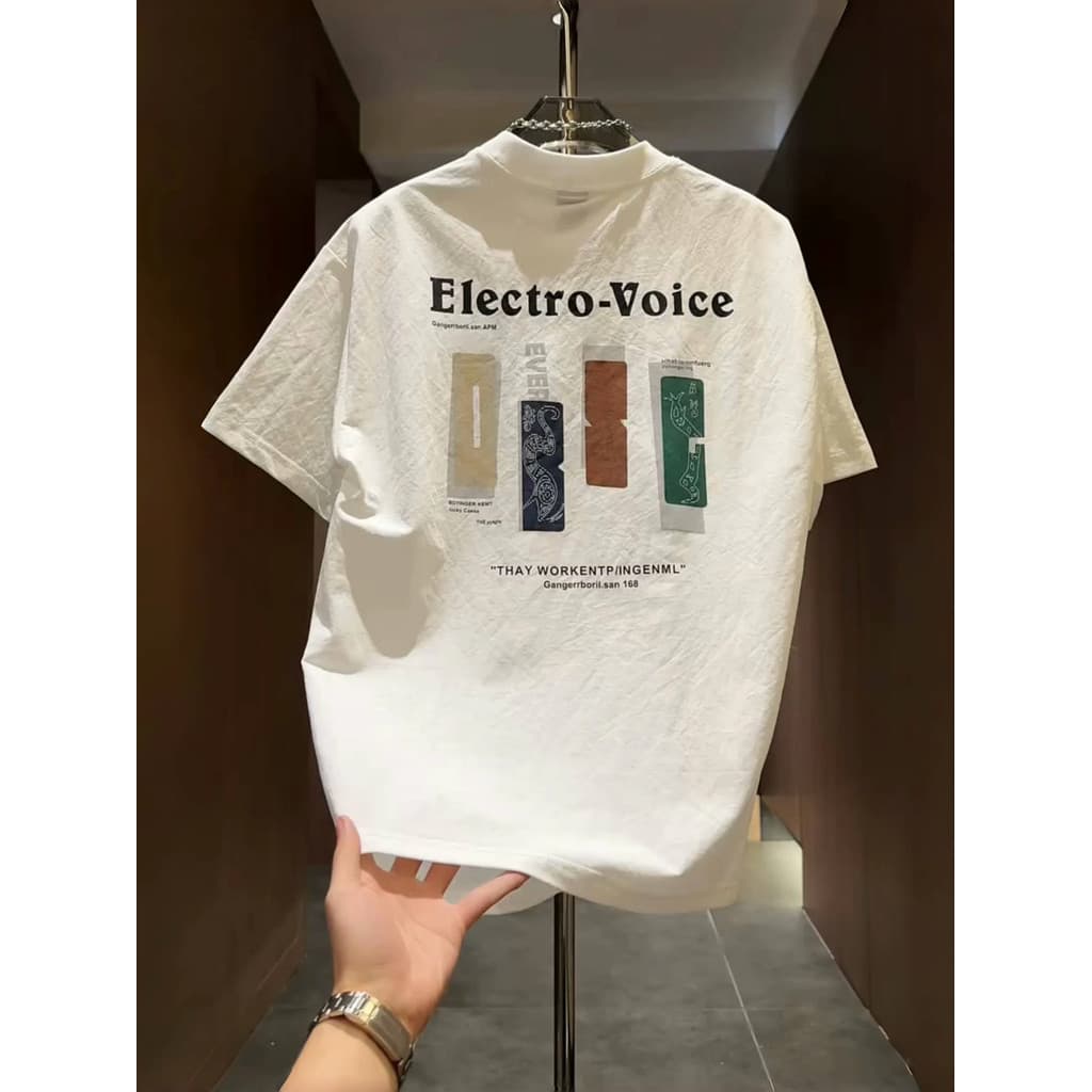 Moda de manga curta masculina verão Street Wear novo estilo puro algodão em torno do pescoço camiseta All-Match rufião b