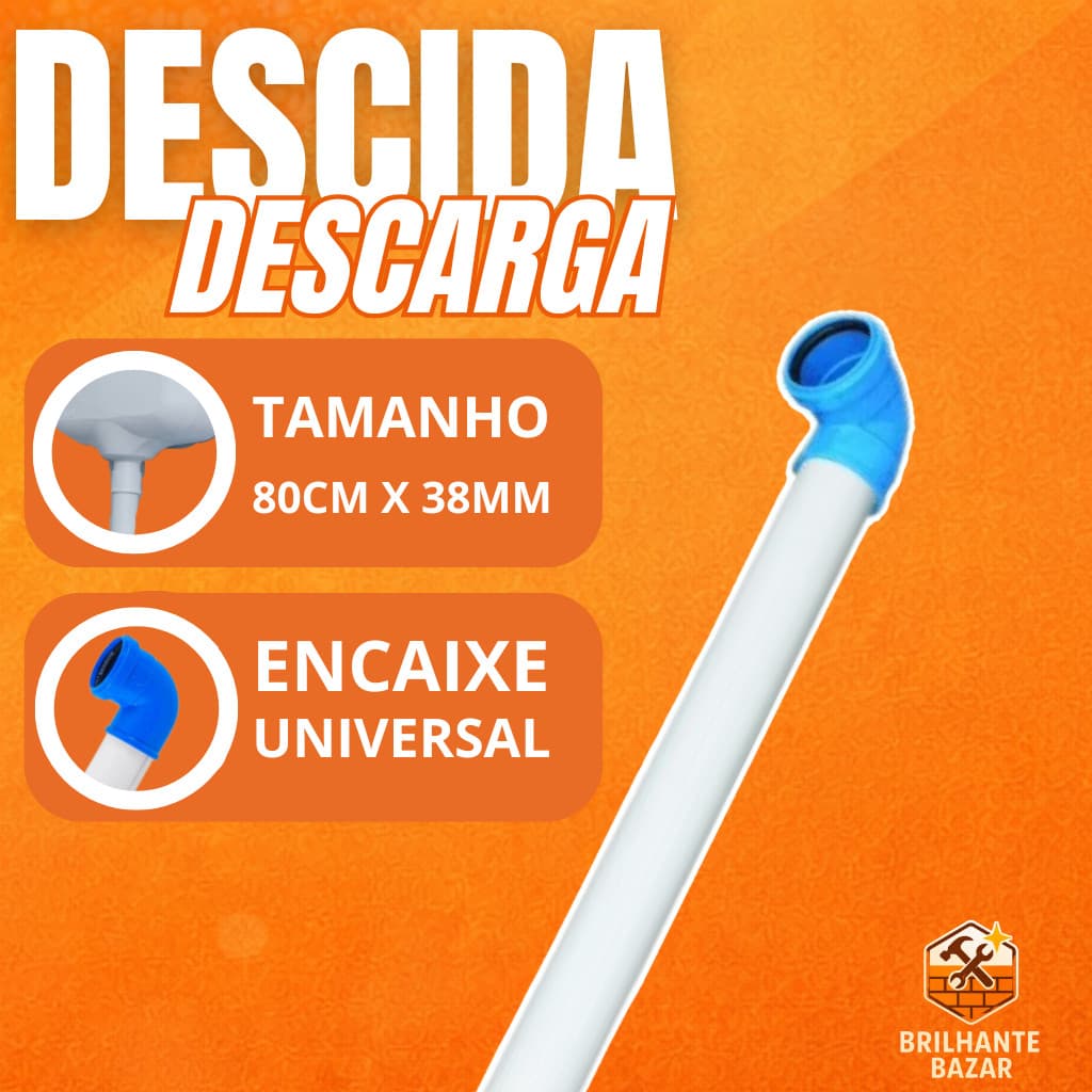 Tubo de Descida P/ Válvula De Descarga + Joelho Azul - Plastubos