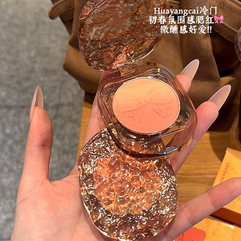 Rock açúcar água clara ondulado borboleta blush blush duas cores gradiente amarelo clareamento da pele fosco modificado