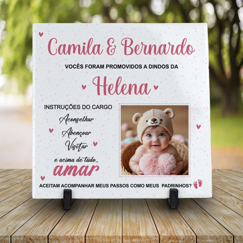 Azulejo Personalizado Convite para Dindos /Dindas | Padrinhos/Presente