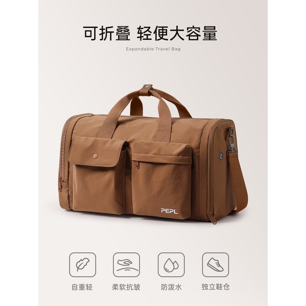 Bolsa de viagem dobrável de curta distância, bolsa leve de grande capacidade para bagagem de mão masculina, bolsa adicio