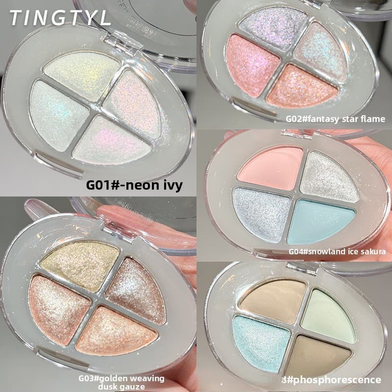 Paleta de sombras de quatro cores fantasma dourado perolado estroboscópio camaleão polarizado diamantes transparentes re