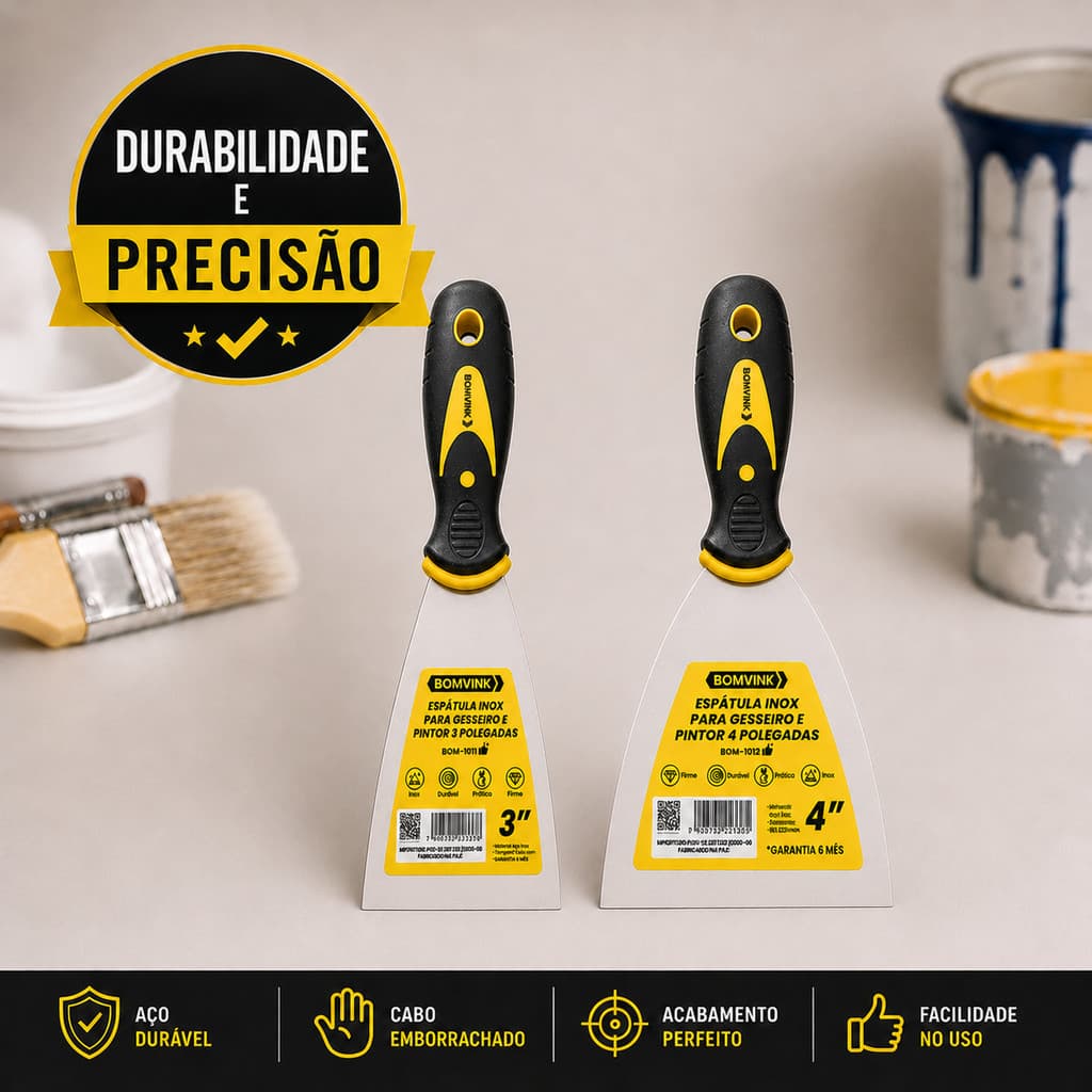 Kit 2x Espátula Gesso Rejunte Massa Corrida Pintor Drywall