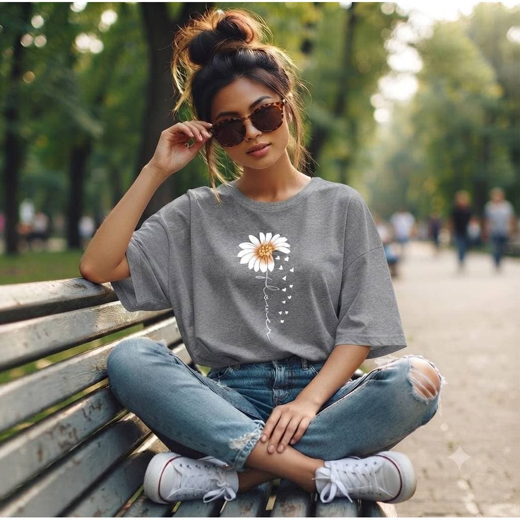 Camiseta Flowers, Casual Moda Feminina, Tendência, Plus Size, Despojado Delicada, 100% Algodão