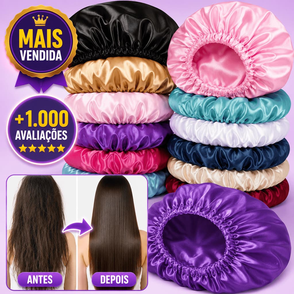 Kit Touca de Cetim 12, 24, 36, 48 ou 60 Unidades Reduz Frizz, Protege Ideal para Uso Diário