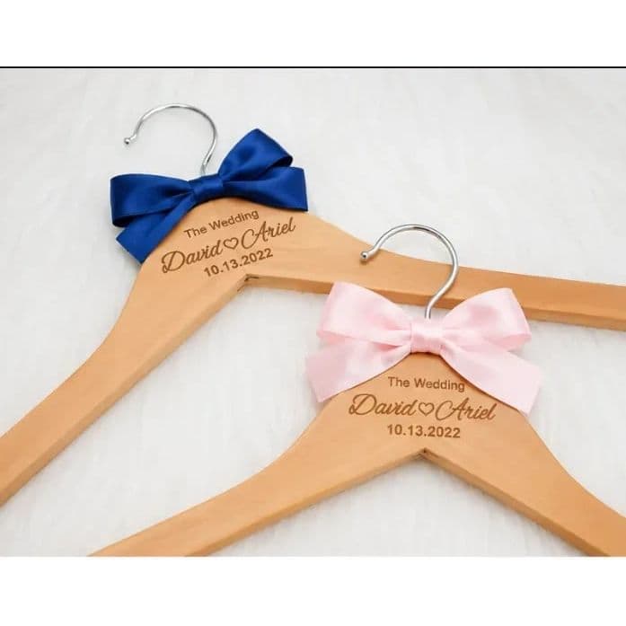 Cabide Personalizado para Noivos Rosa e Azul Casamento