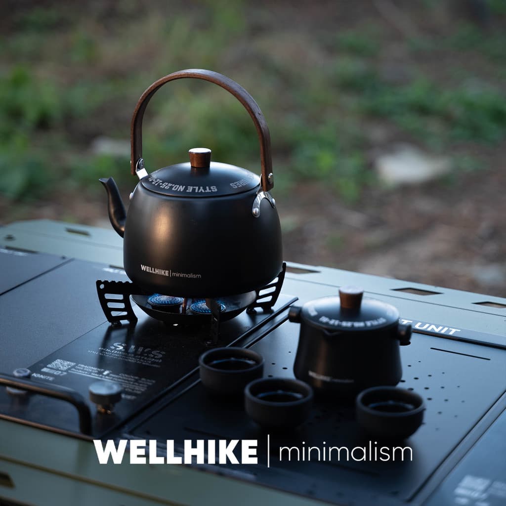 Wellhike wellhike bule portátil Retro titânio cinza acampamento ao ar livre em torno do fogão chá fazendo 1.1L grande ca