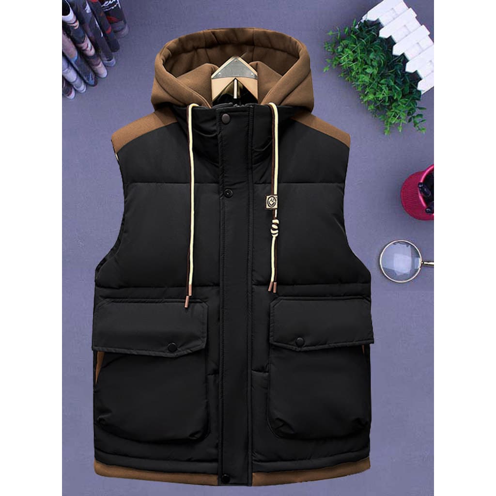 Outono inverno masculino Casual All-Match colete na moda 2022 novo estilo com capuz para baixo jaqueta de algodão ferram
