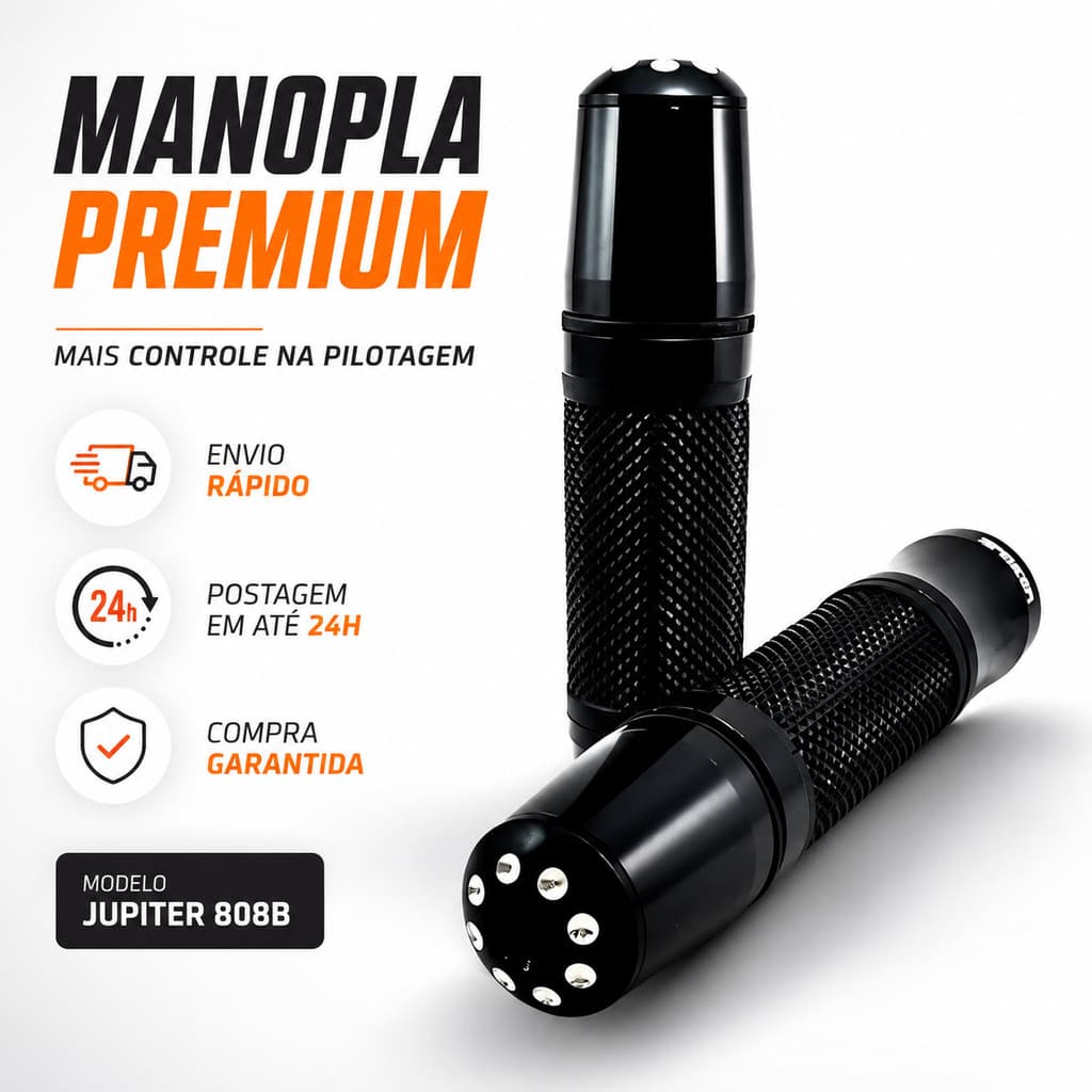Manopla Moto Spencer Jupiter 808B Alumínio Guidão 22mm Preta