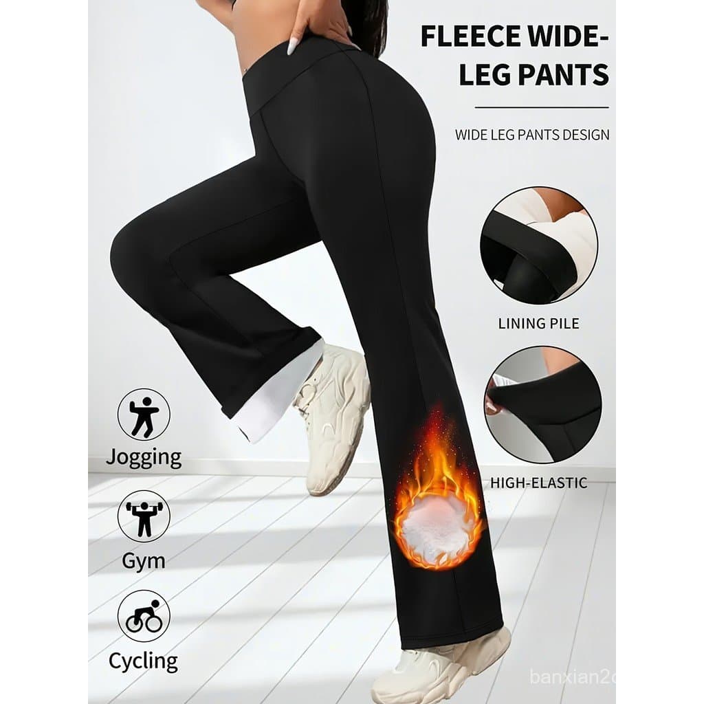 Banana Chan Cross-Border venda quente Leggings de lã outono inverno cintura alta inverno calças de Yoga queimado largo @