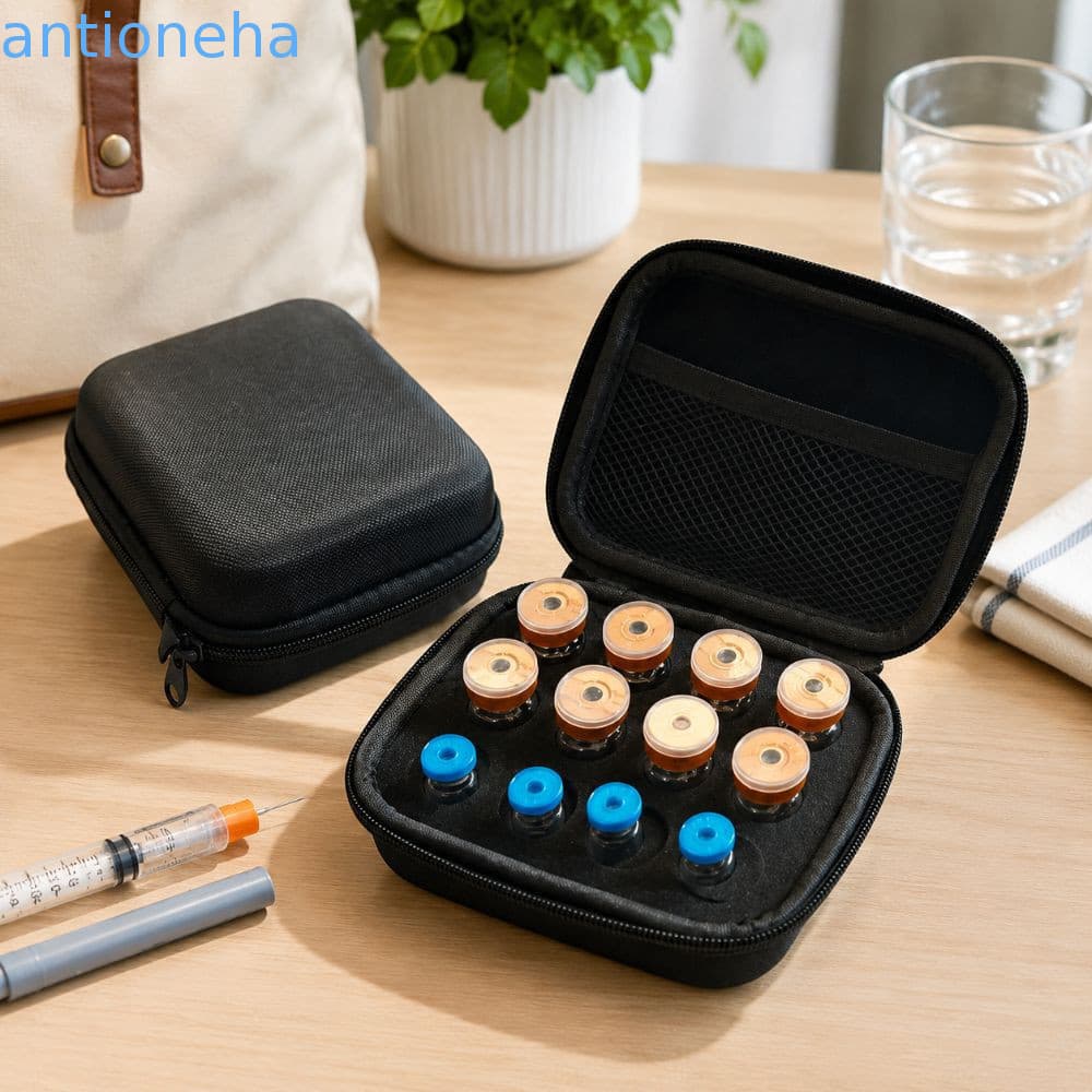 Estojo de Armazenamento para Frascos de Insulina ANTIONEHA, Protetor para Frascos de 3/10ML com 12 Compartimentos, Caixa