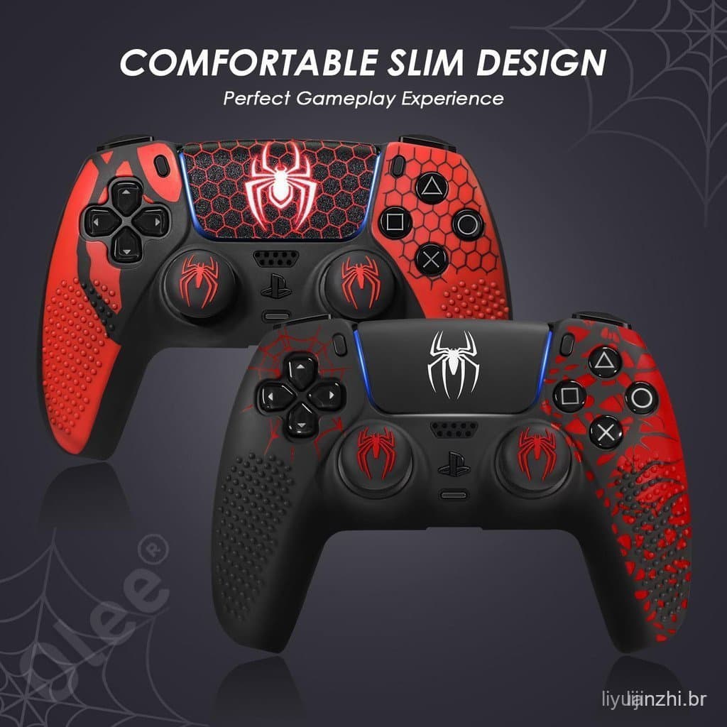 Pele De Silicone Para PS5 , Capa Protetora Controle , Com Polegar E Adesivo Touchpad-Aranha