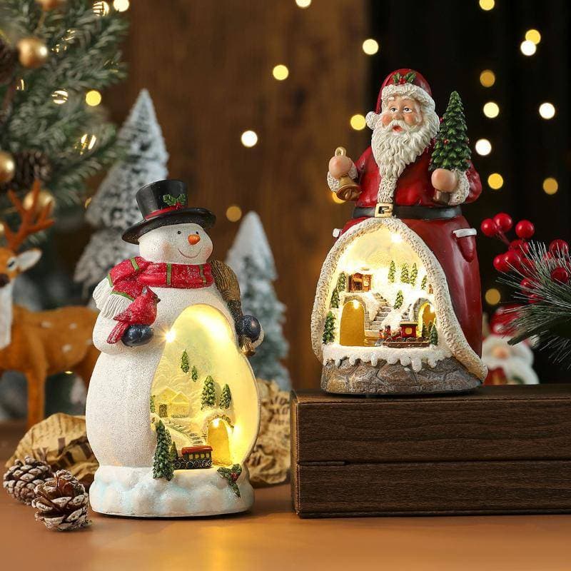Decorações Rotativas De Resina De Natal Luzes LED Multifuncional Velho Caixa De Música Presente Ornamentos Crianças Brin