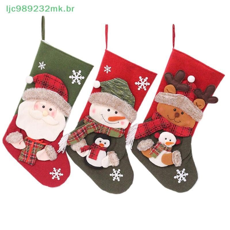 [MYBR] Boneco De Neve Papai Noel Rena 3D Meia De Natal Decoração De Casa Presente De Aniversário Para Amigos E Familiare