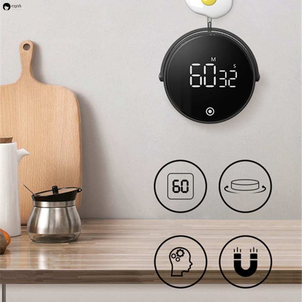 Temporizador De Cozinha Com Contagem Regressiva De Rotação Digital Display Ultra Claro De 3 Volumes Para Fitness Domésti