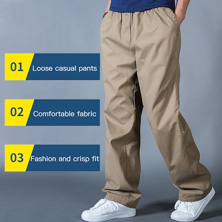 【Estilo Casual】Calças Masculinas de Algodão para Verão com Cintura Ajustável, Calças de Trabalho Duráveis/Calças Cargo/L