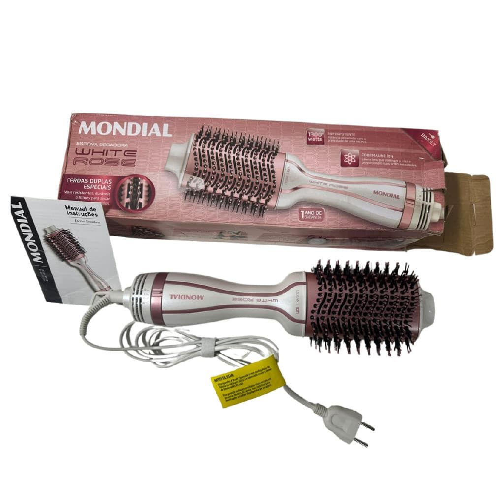 Produto de Vitrine: Escova Secadora e Alisadora Mondial ES-50 White Rose Line 1200W Bivolt