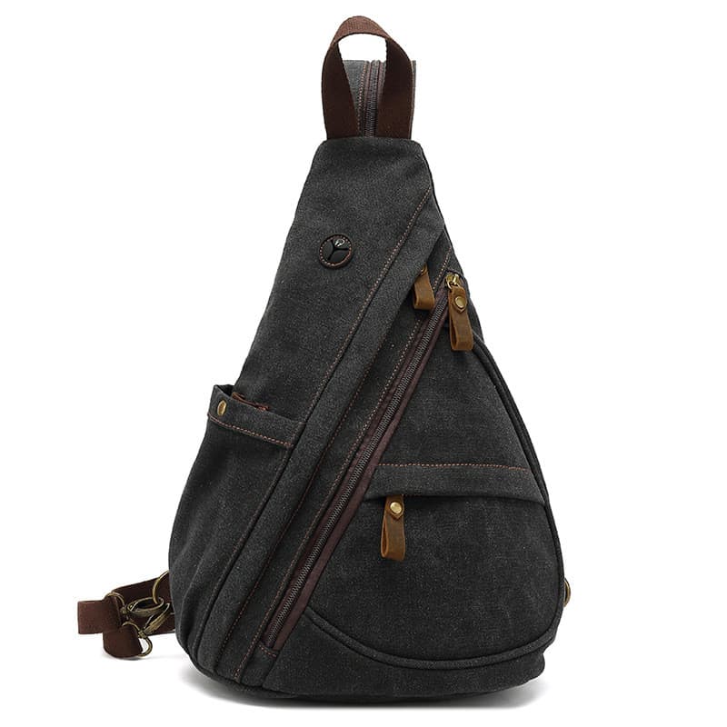 Fabricante novo estilo masculino lona saco de peito grande capacidade Casual bolsa de ombro mensageiro mochila multifunc