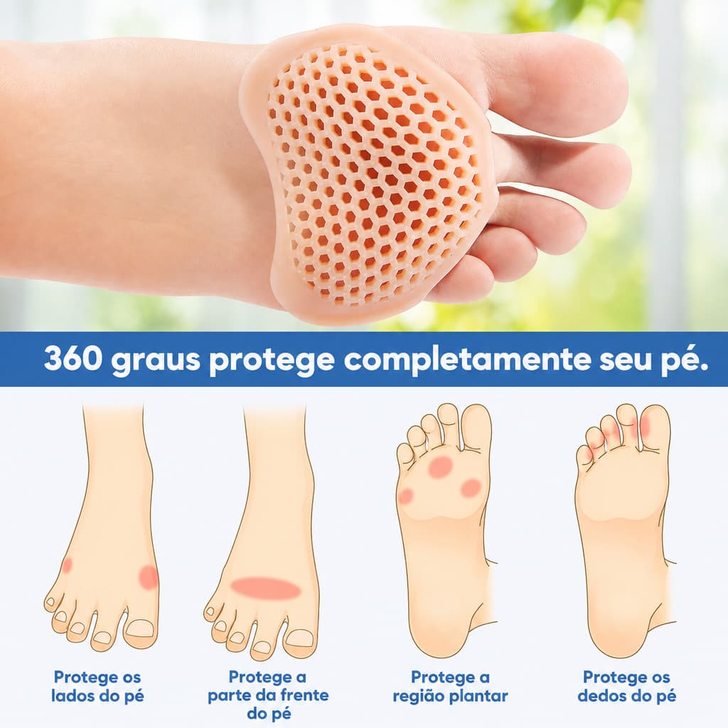 Mini Palmilhas Protetor Ortopédico Silicone Conforto para Pé