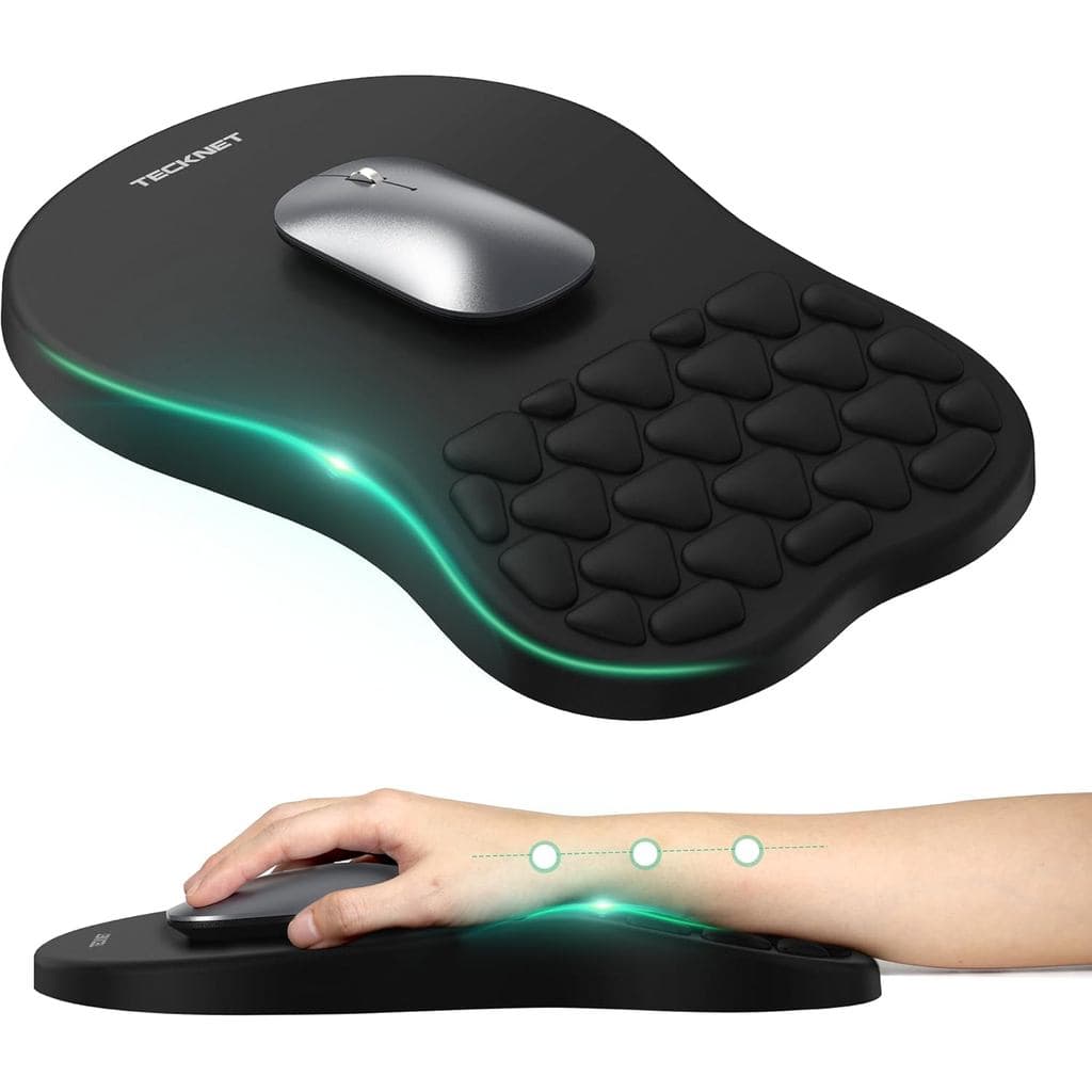 TECKNET Almofada de Pulso com Design de Massagem – Ergonômica 8 °   Apoio de Pulso, Base de PU Antiderrapante, Superfíci