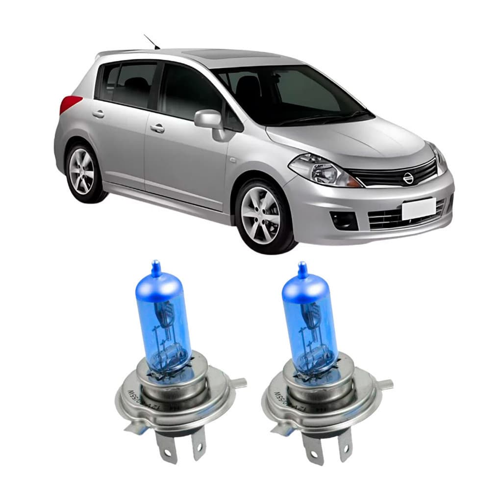 Par de Lâmpadas Super Branca Farol para Nissan Tiida 2007 2008 2009 2010 8500k H4