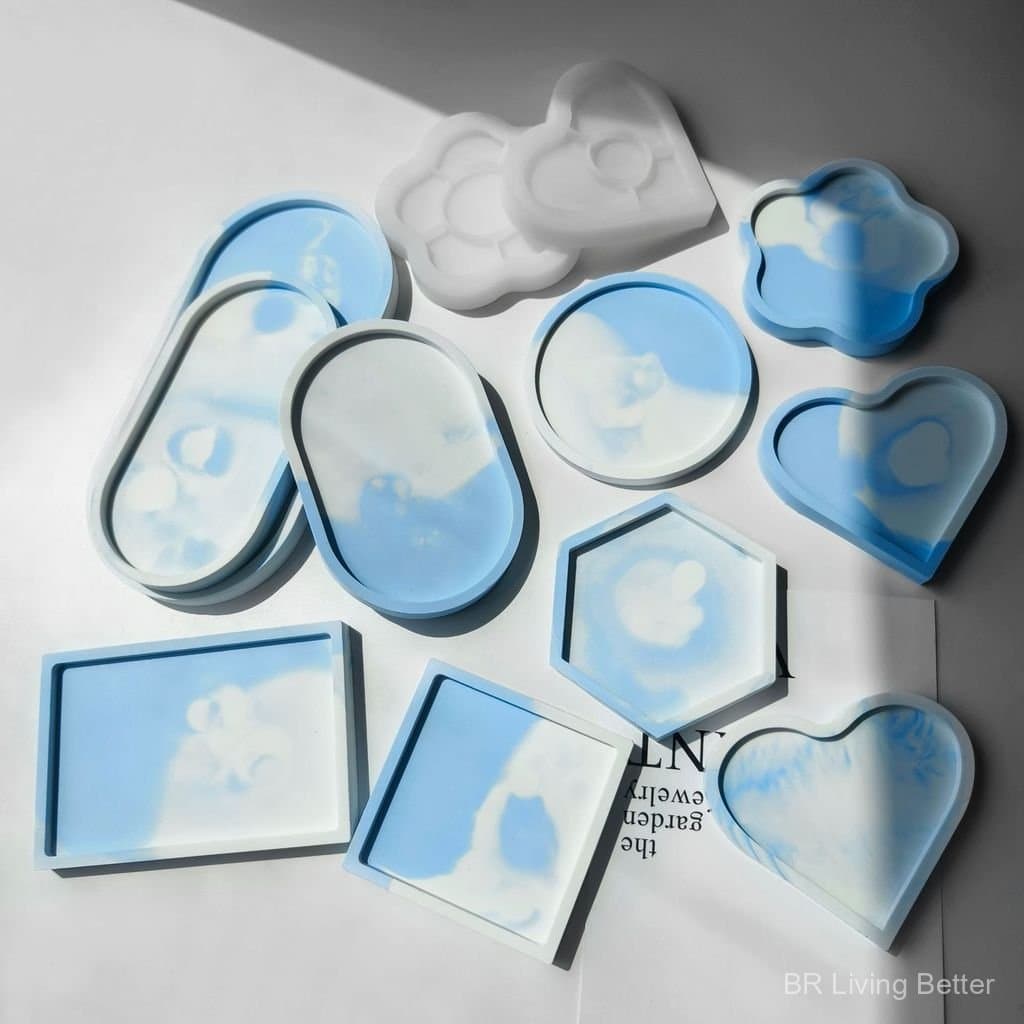 Molde de Silicone para Porta-Copos de Resina DIY Jiahui Mei, Molde Oval para Bandeja de Gesso e Armazenamento de Resina