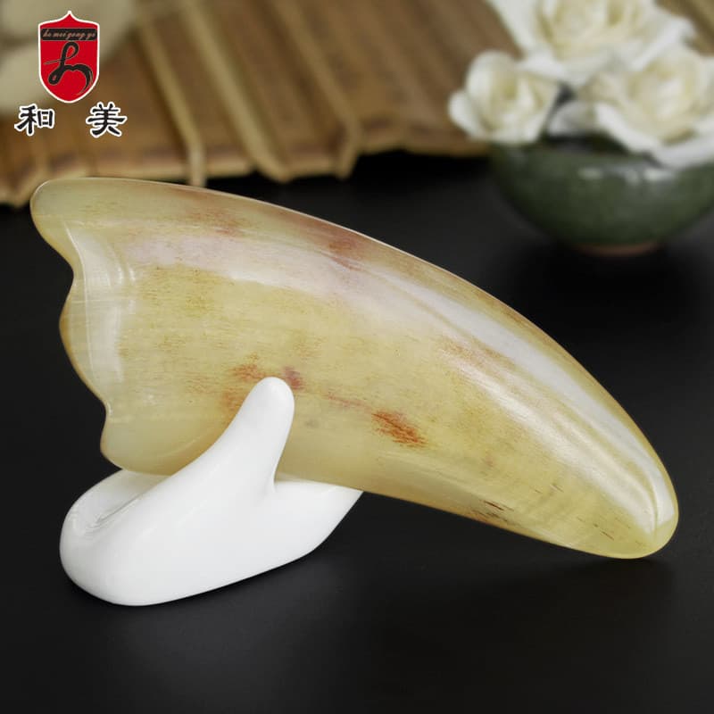 Ferramenta gua sha de chifre natural mais vendida, universal para uso em todo o corpo, raspador gua sha para massagem de