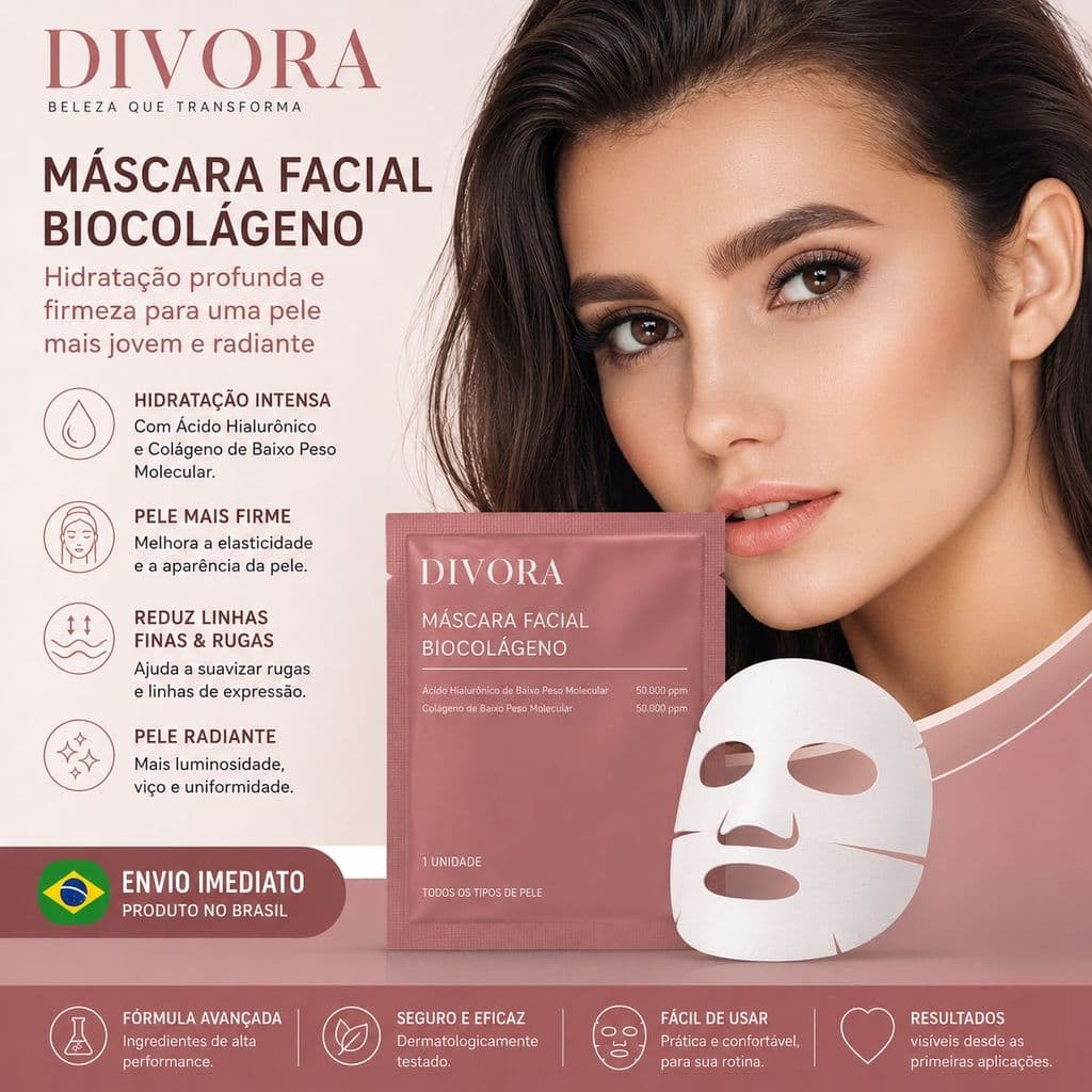 Mascara Bio-colageno Facial Divora Tratamento Noturno Lacrado
