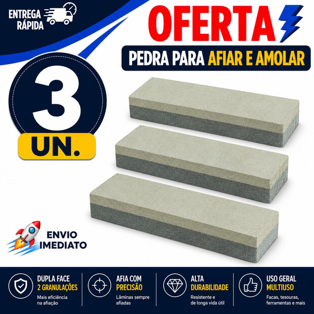 PEDRA AFIADORA PARA FACA JAPONESA SANTOKU CHEF DUPLA FACE