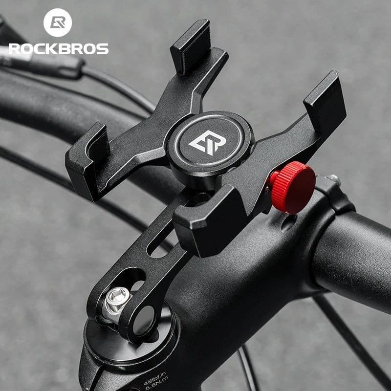 Suporte de Telefone para Bicicleta ROCKBROS em Liga de Alumínio Ajustável com Absorção de Choque e Antiderrapante 4.7-7.