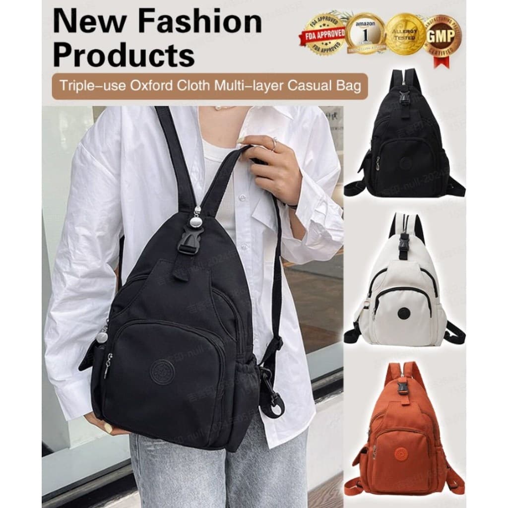 【Ideal para o Dia a Dia】Bolsa de lazer multicamadas em tecido Oxford de uso triplo Casual/Oxford/Multicamadas