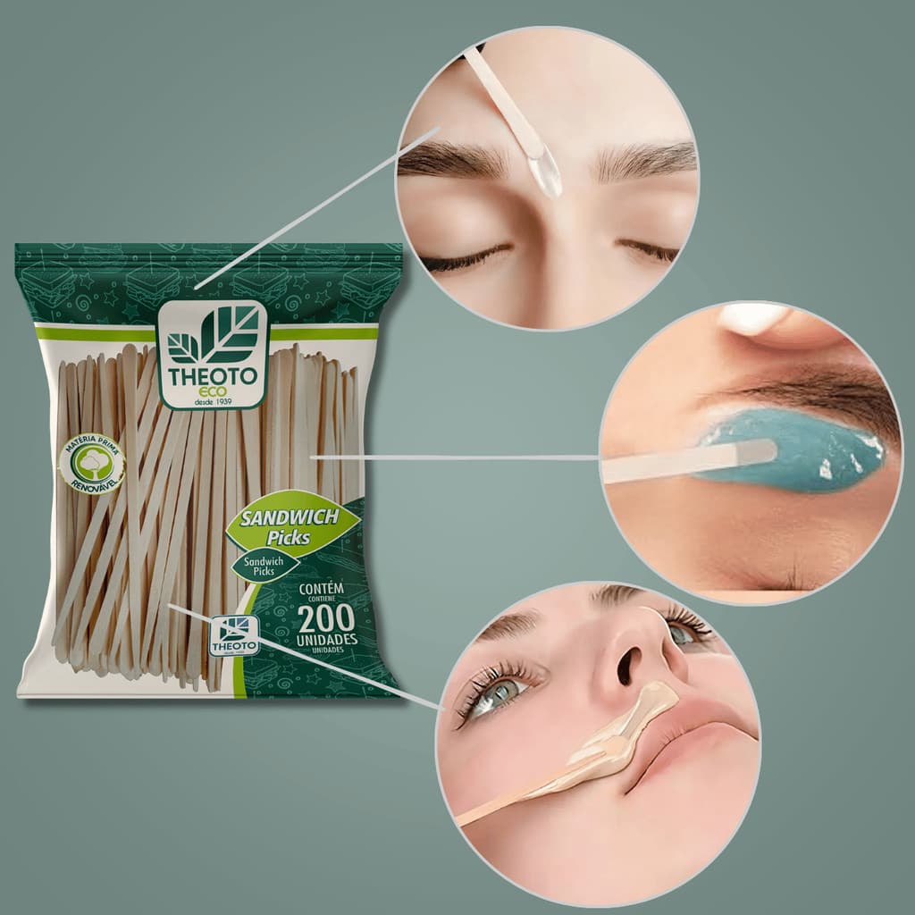 Palito Mini Bambu  Espátula Depilação Sobrancelha Facial  Aplicador De Cera Descartável -  Theoto