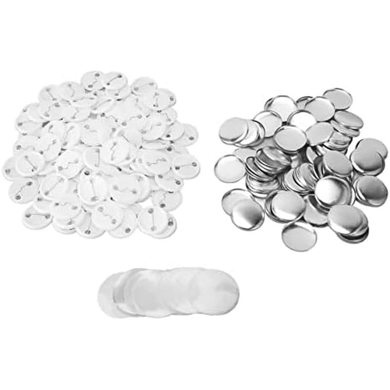 Haofy 100 Conjuntos De Peças De Botão Traseiro De Pino , Metal De Formato Redondo DIY Kit De Crachá Em Branco Com Pelícu