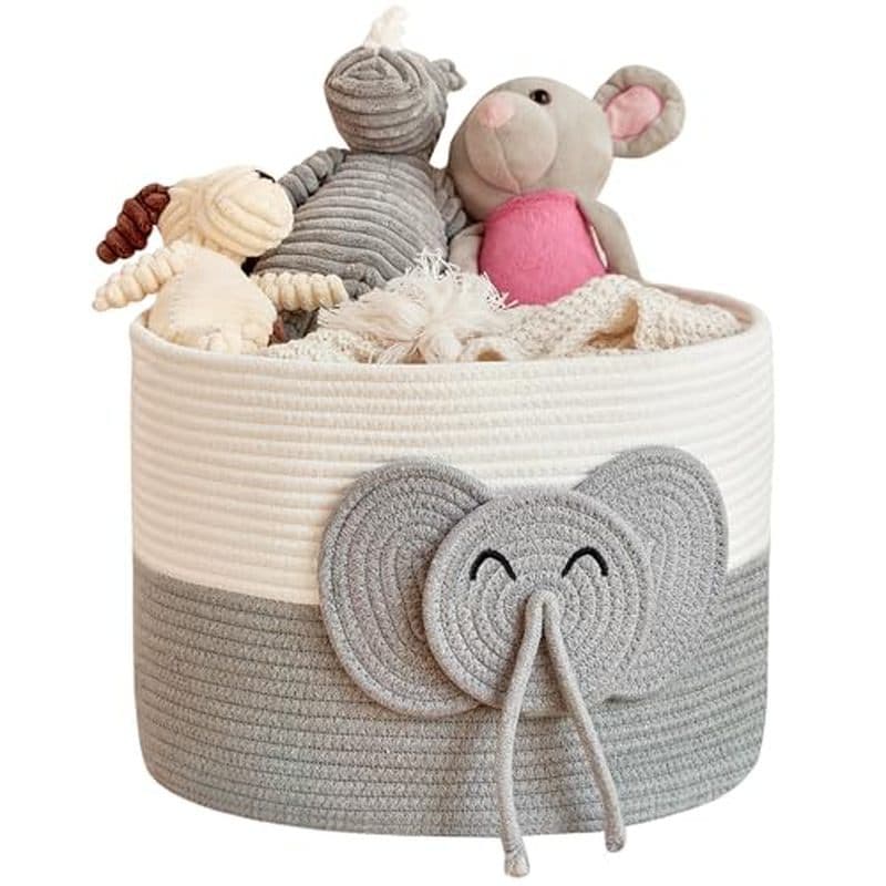 Cesta Grande De Corda De Algodão De Elefante R RUNKA-Cesto De Bebê Versátil E De Brinquedos , Perfeita Para Presentes De