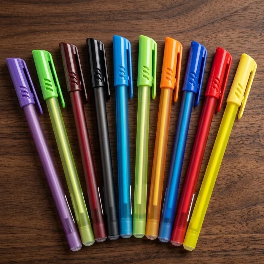 Kit Canetas Esferográficas Coloridas KAZ Escrita Macia 10 Cores