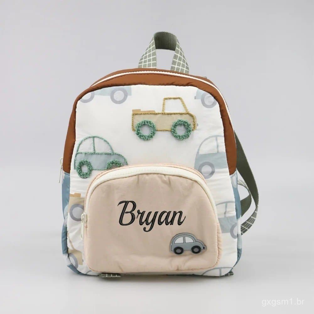 Mochila Infantil Bordada com Nome Personalizado, Mochila de Caminhada, Bolsa de Fraldas Personalizada para Meninos