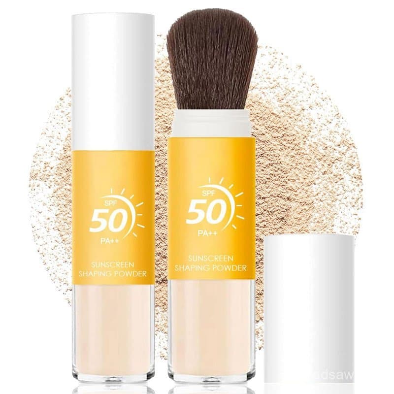 Pó Fixador Mineral com Protetor Solar SPF50, Pó Protetor Solar para Rosto e Couro Cabeludo, Pó Protetor Solar Translúcid