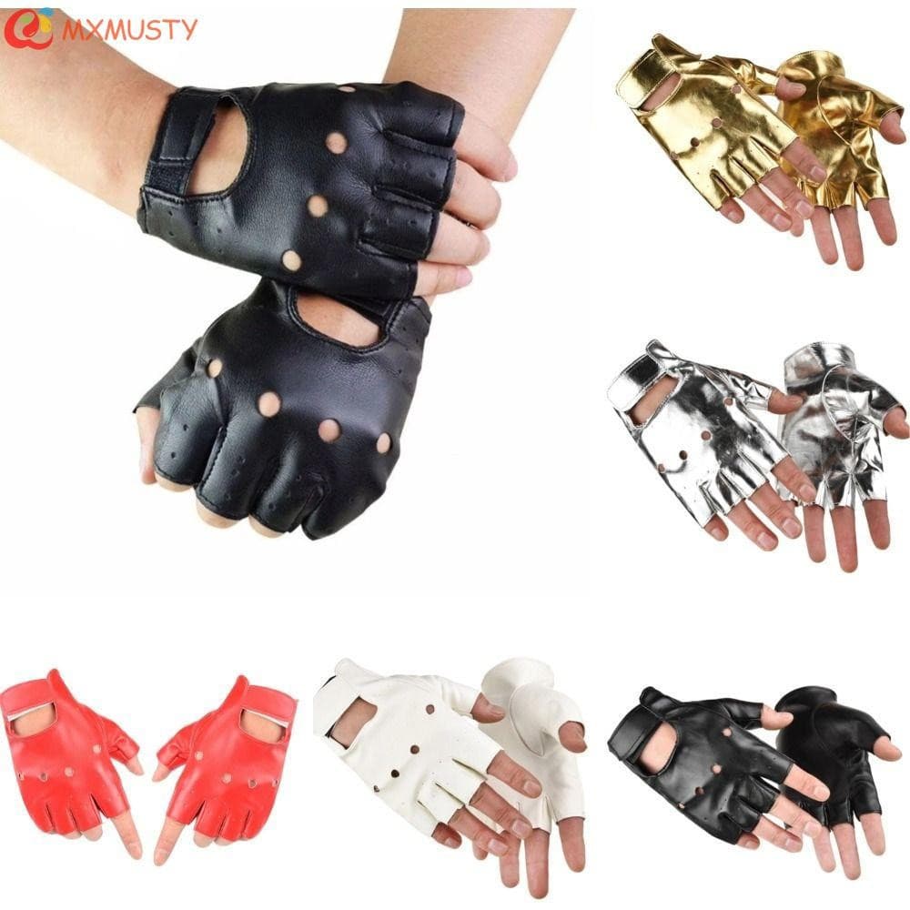 Luvas sem dedos MXMUSTY de duas peças, feitas de couro PU, estilo punk, antiderrapantes, unissex, estilo masculino CMA K