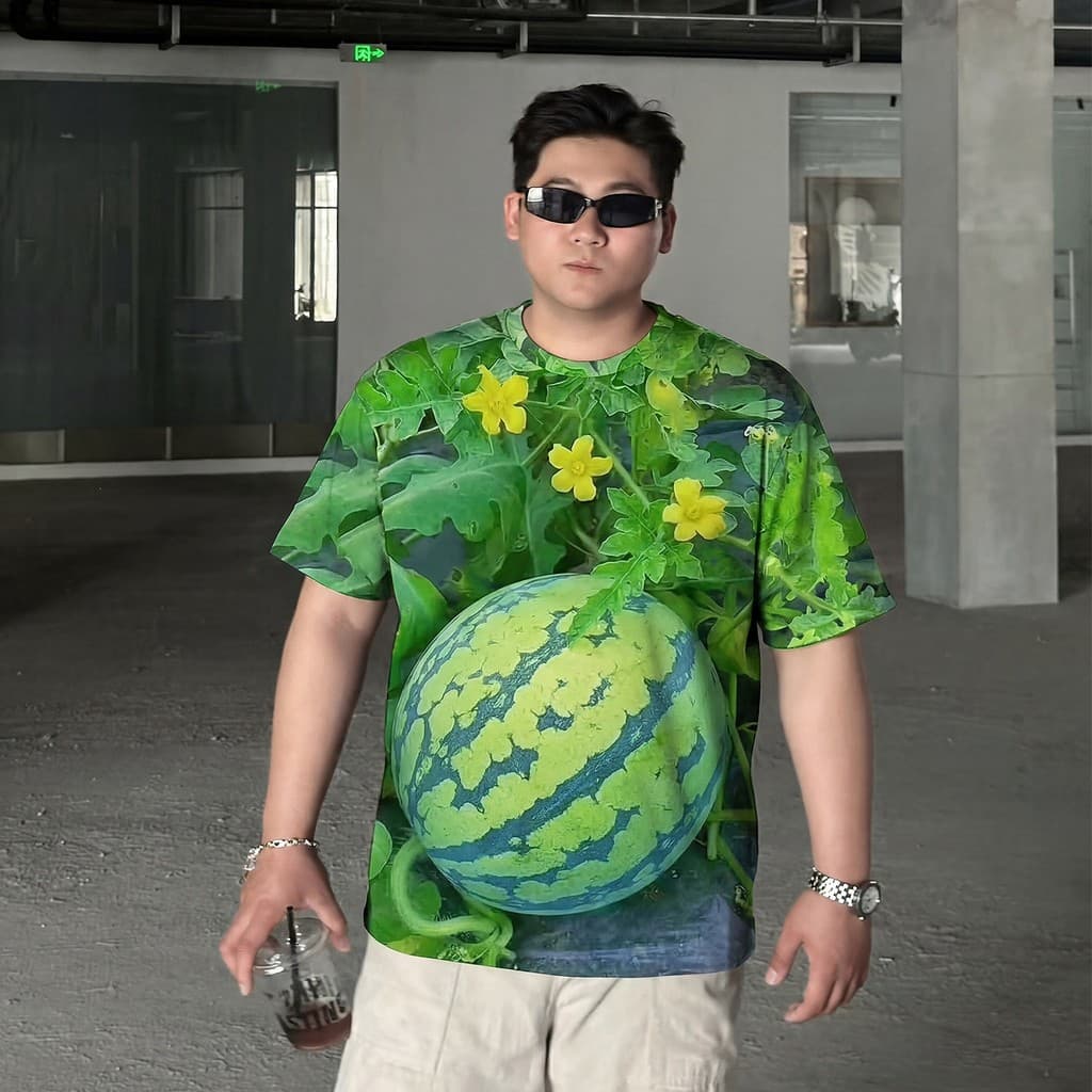 Impressão Digital 3D engraçado melancia masculina de manga curta camiseta topo 2026 novo estilo pijamas de verão Homewea