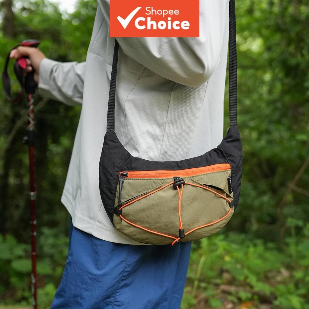 Bolsa tiracolo de nylon leve e à prova d’água para homens e mulheres, estilo color block, ideal para caminhadas,