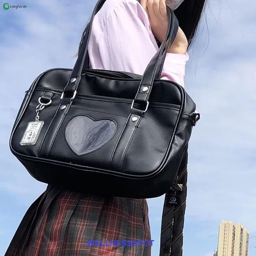 Bolsa Tote De Couro PU Em Formato De Coração Lolita-De Moda De Anime Japonês Para Meninas Idade Escolar