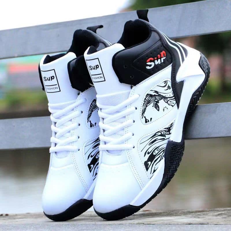 Tênis de basquete masculino calçados esportivos de cano alto sapatos casuais de malha