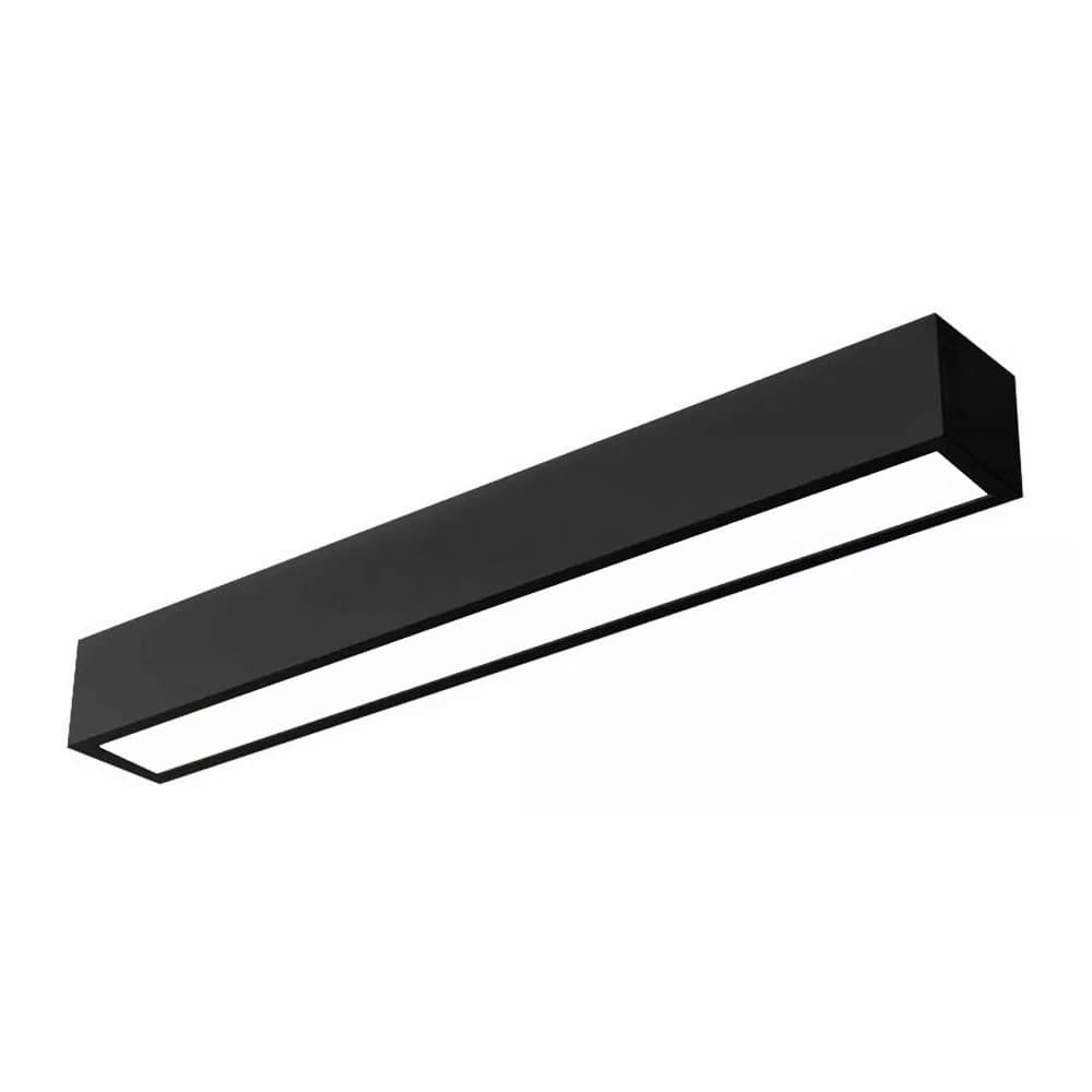 Luminária Sobrepor Led Preta Impacto P/ 1x Tubular T8 60cm